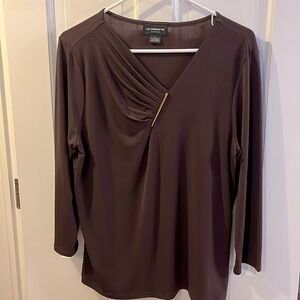 Chocolate brown long sleeve dressy top
